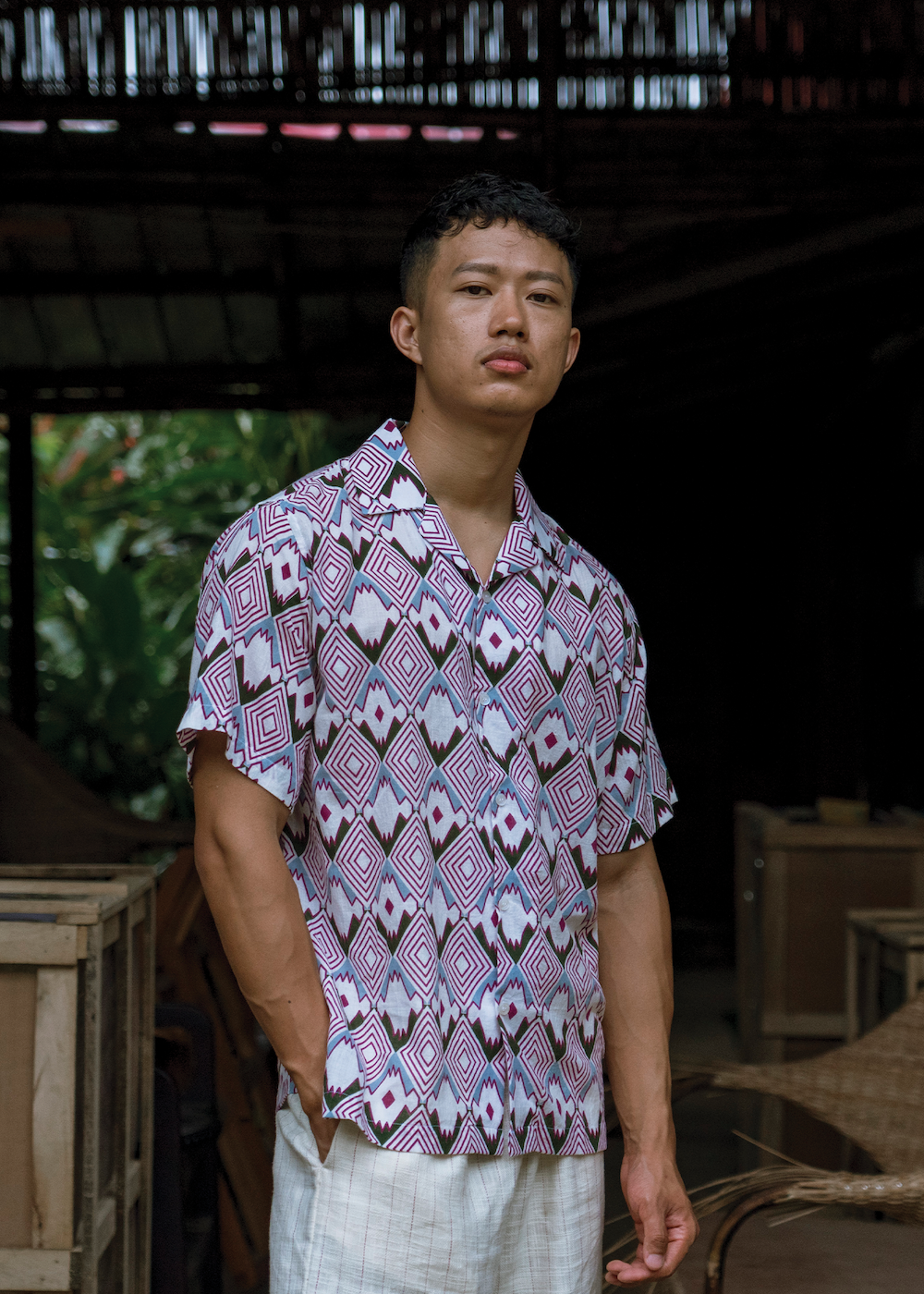 Waro - Half Sleeved Shirt - Burgundy Diamond