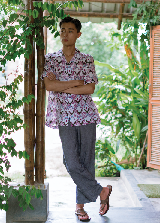 Waro - Half Sleeved Shirt - Burgundy Diamond