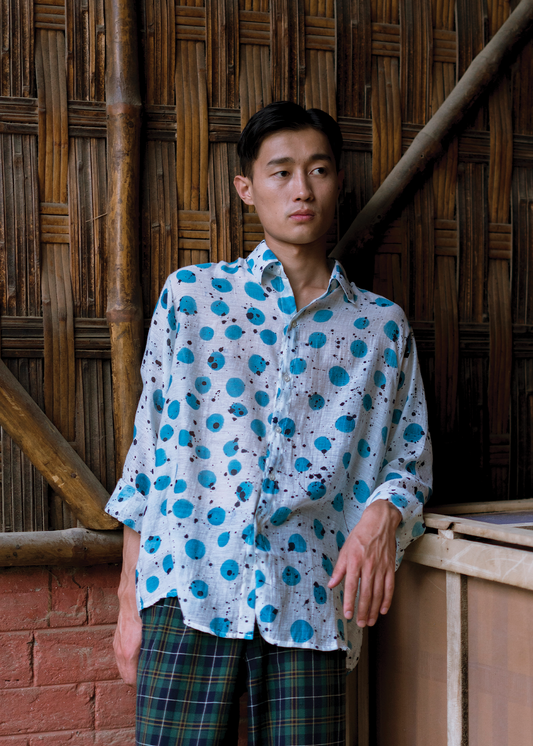 Infinity - Full Sleeved Shirt - Indigo Splatter